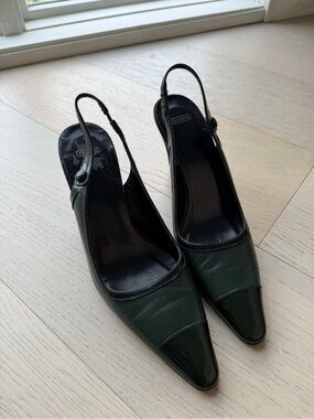 Green Coach Slingback Pumps